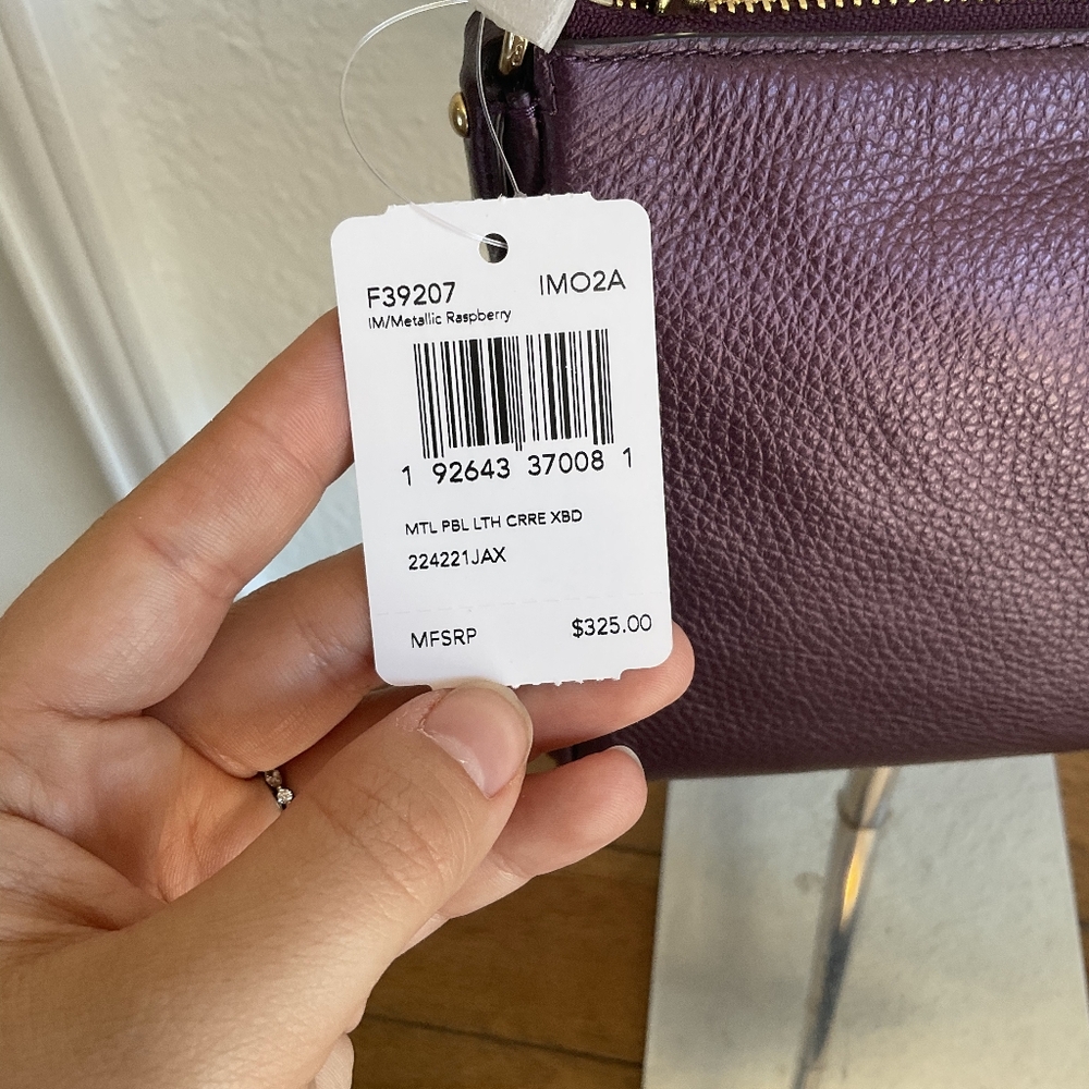 NWT Coach Metallic Raspberry Convertible Crossbody - Picture 4 of 4